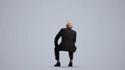 3D scanned senior man business, photorealistic archviz people for Enscape and SketchUp, front view render