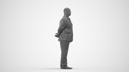 3D people model senior man business mix, scanned human for 3ds Max rendering, wireframe side view