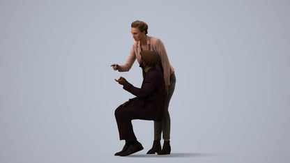 realistic 3D woman business, scanned archviz people for Blender and 3ds Max, three-quarter view render