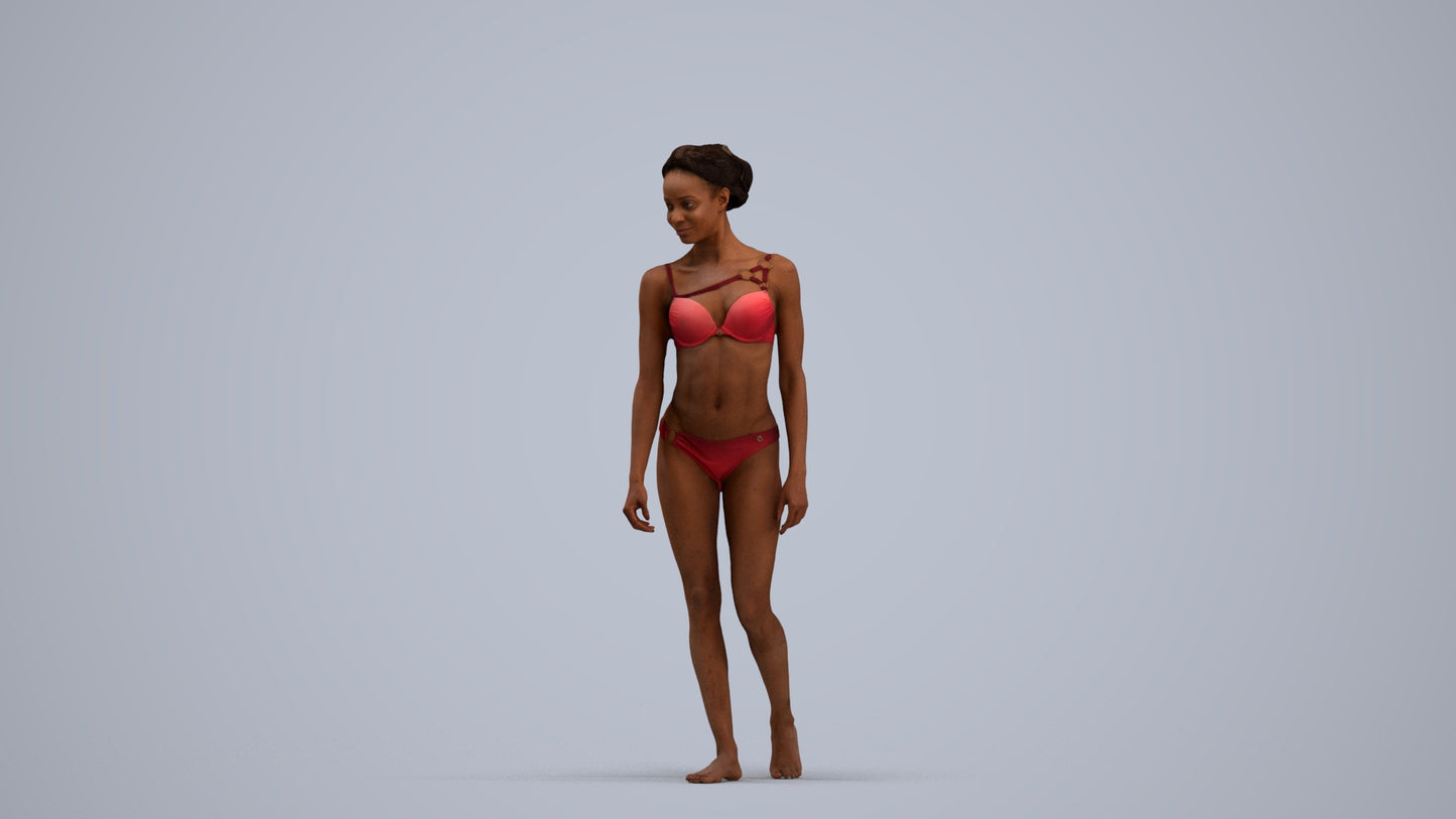 scanned 3D woman pool, photogrammetry people for Enscape and V-Ray, standing pose render
