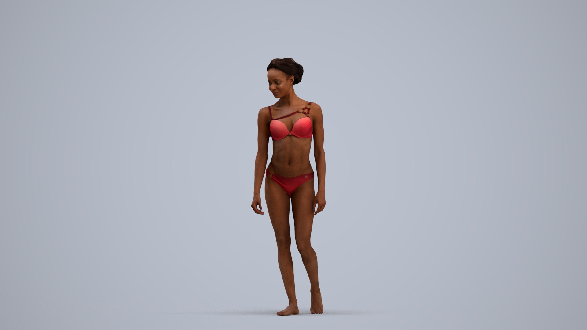 scanned 3D woman pool, photogrammetry people for Enscape and V-Ray, standing pose render