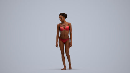 scanned 3D woman pool, photogrammetry people for Enscape and V-Ray, standing pose render