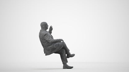 realistic 3D people senior man business, render-ready for V-Ray and Corona, FBX OBJ, wireframe side view