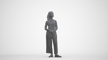 photogrammetry 3D girl casual kids, realistic human model archviz FBX, three-quarter front view render