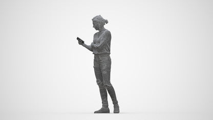 realistic 3D woman casual standing, scanned archviz people for Blender and 3ds Max, wireframe back view