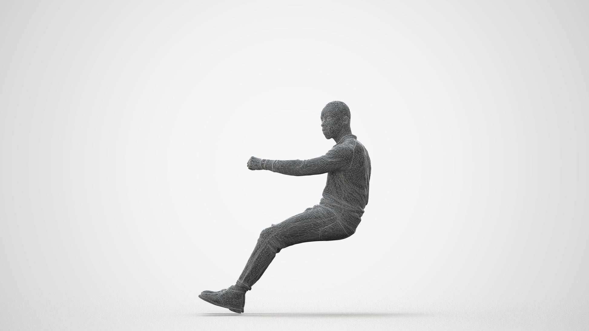 photogrammetry 3D man casual driving, realistic human model archviz FBX, square thumbnail