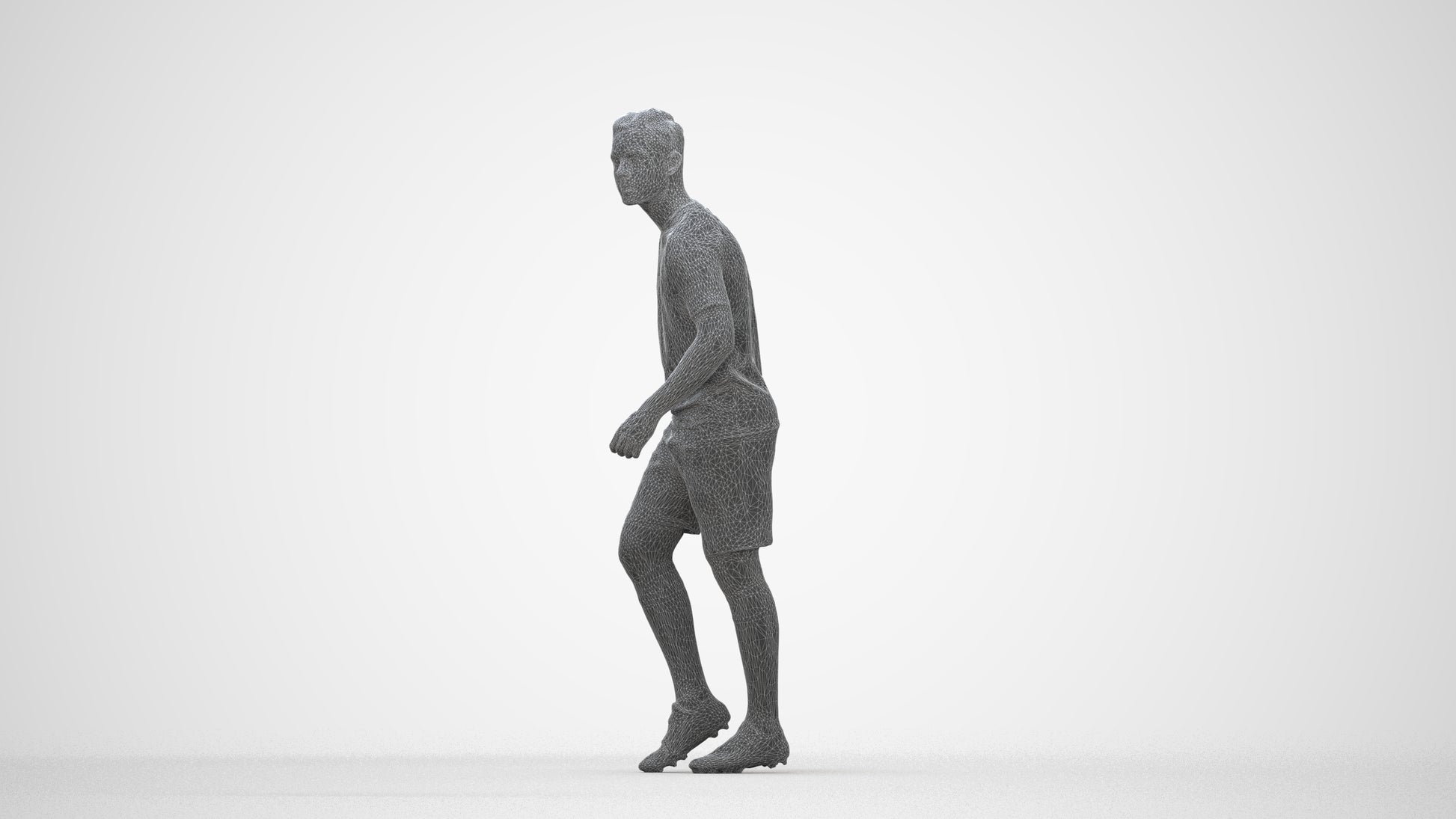 scanned 3D boy sport, photogrammetry people for Enscape and V-Ray, wireframe back view
