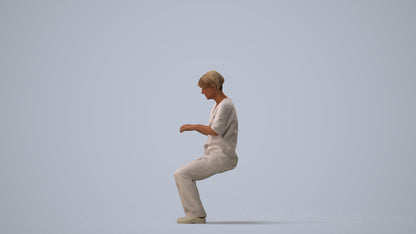 realistic 3D human senior woman medical, archviz people FBX OBJ for Blender, three-quarter view render