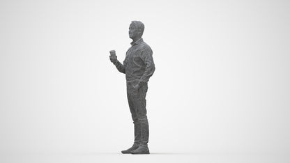 3D scanned man business, photorealistic archviz people for Enscape and SketchUp, wireframe back view