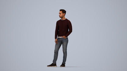 photogrammetry 3D man casual walking, realistic human model archviz FBX, top-down view render