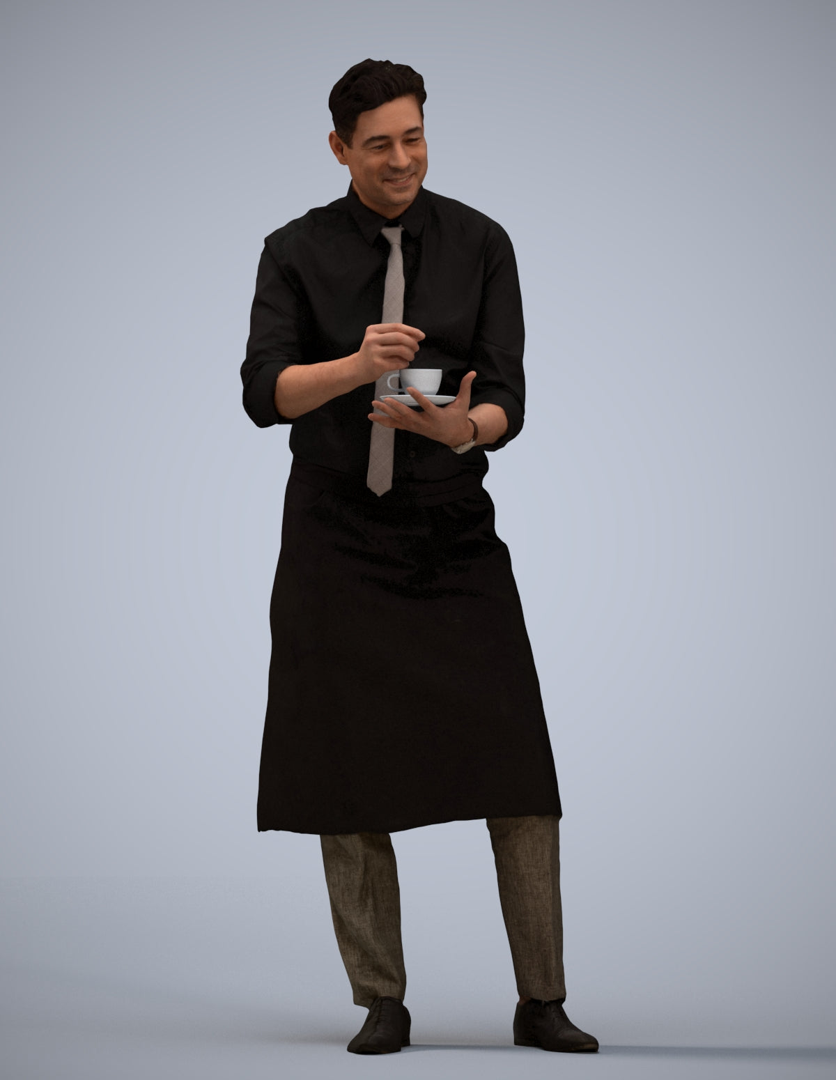 photogrammetry 3D man hospitality, realistic human model archviz FBX