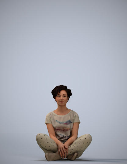 realistic 3D woman sitting, scanned archviz people for Blender and 3ds Max