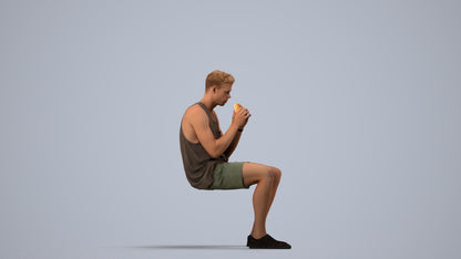 3D scanned man sitting casual, photorealistic archviz people for Enscape and SketchUp, side view render