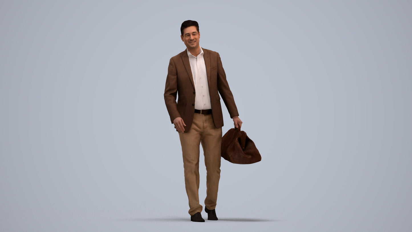 realistic 3D people man business walking, render-ready for V-Ray and Corona, FBX OBJ, standing pose render