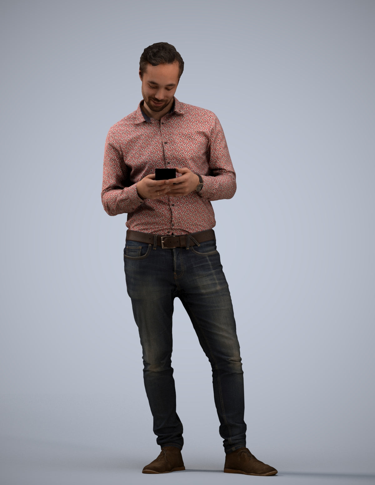 3D people model man casual standing, scanned human for 3ds Max rendering