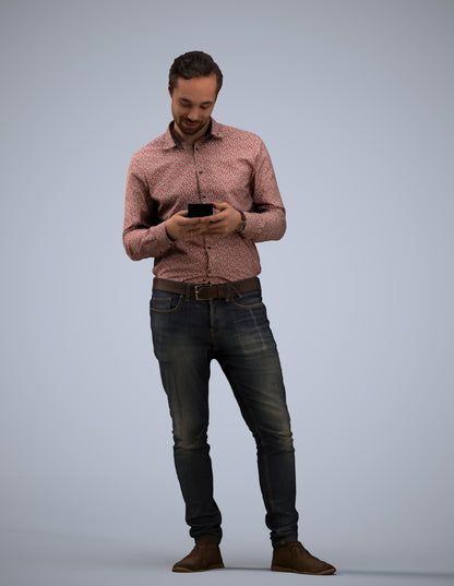 3D people model man casual standing, scanned human for 3ds Max rendering