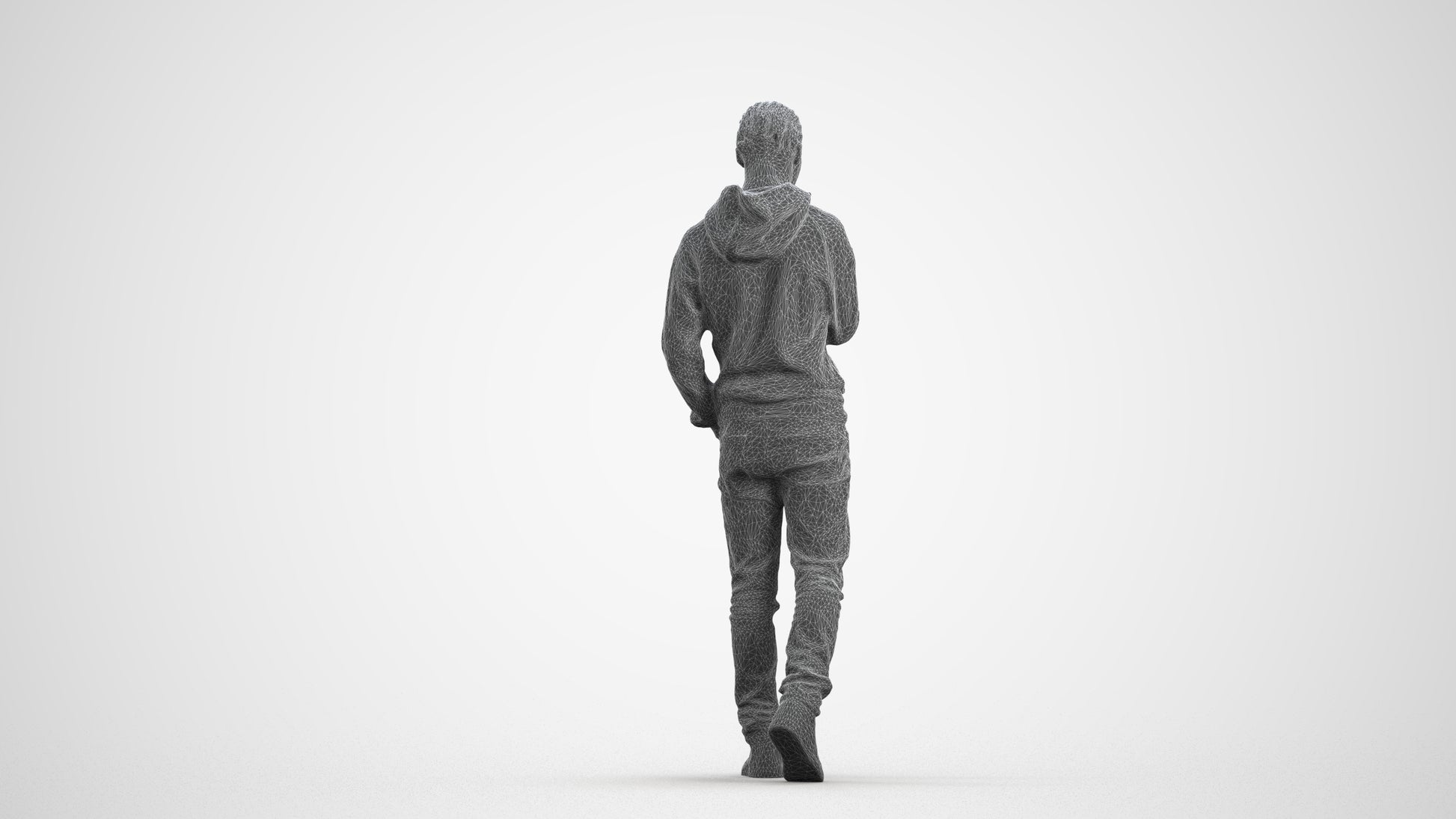 3D people model boy casual kids, scanned human for 3ds Max rendering, wireframe front view