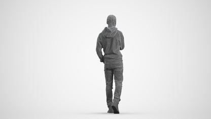 3D people model boy casual kids, scanned human for 3ds Max rendering, wireframe front view