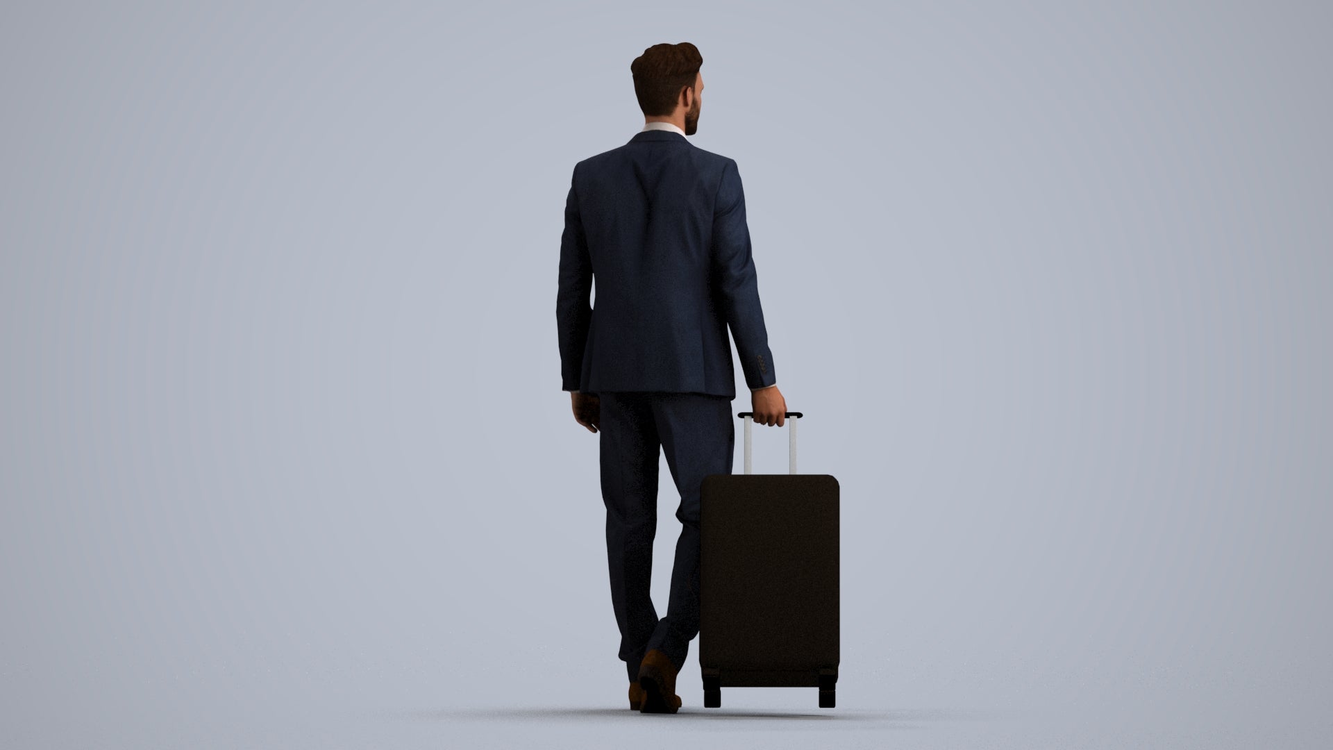 realistic 3D human man business, archviz people FBX OBJ for Blender, front view render