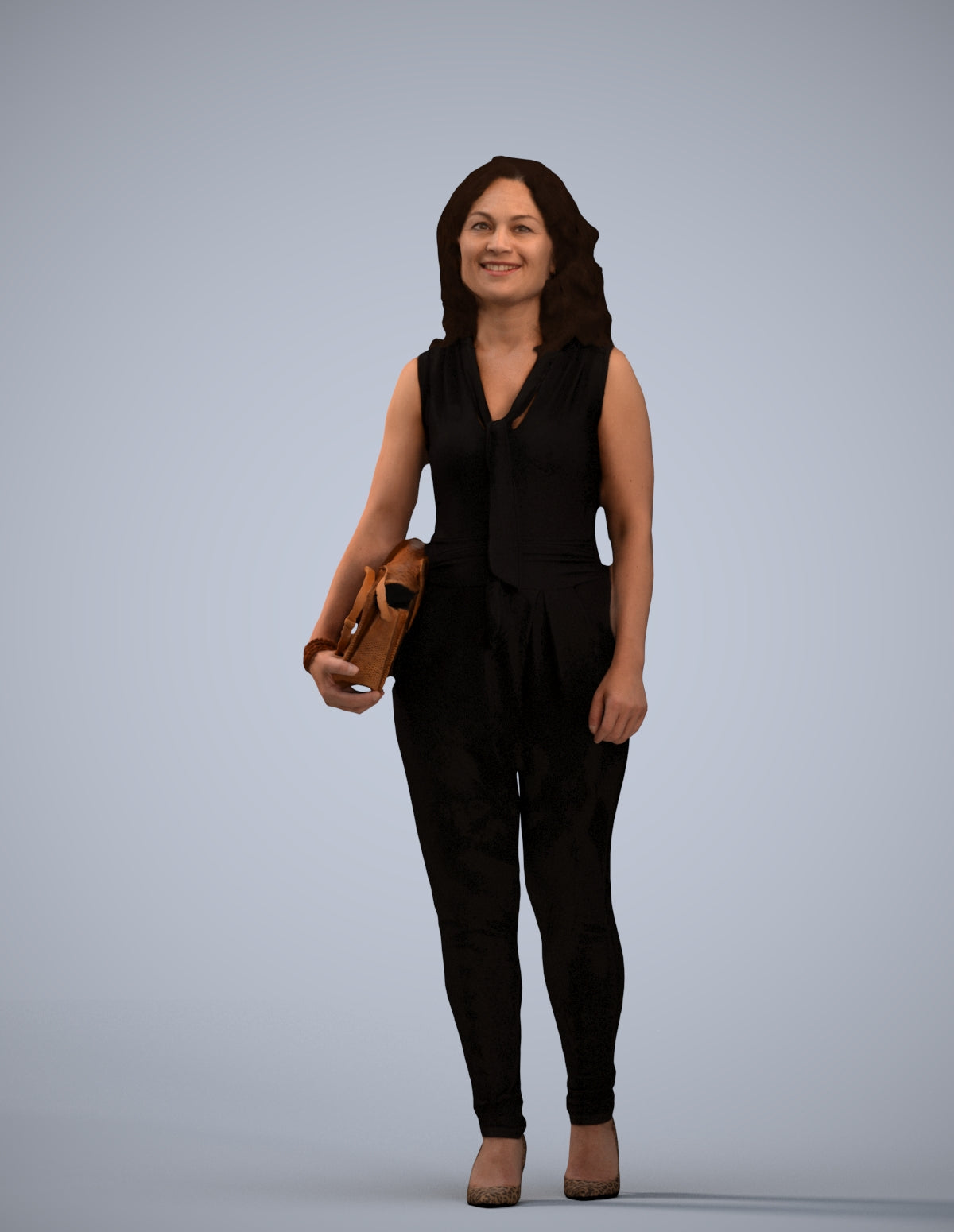 realistic 3D human woman casual standing, archviz people FBX OBJ for Blender