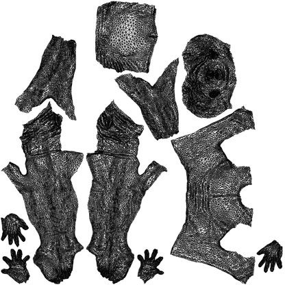 3D human model man pool, photogrammetry scanned person for archviz, wireframe top-down view