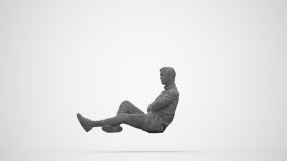 realistic 3D human man casual sitting, archviz people FBX OBJ for Blender, wireframe back view