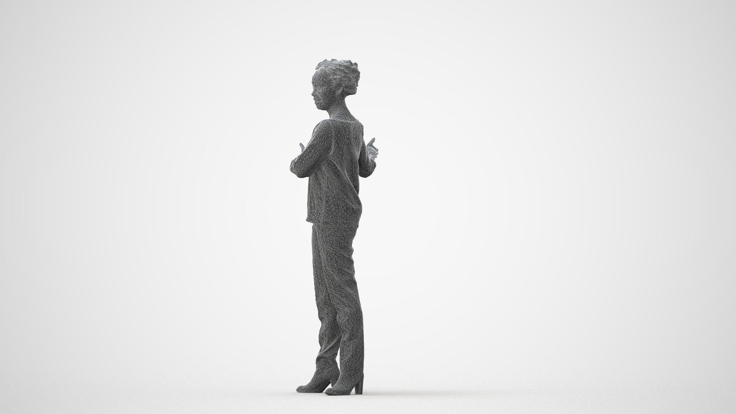 photogrammetry 3D woman casual standing, realistic human model archviz FBX, square thumbnail