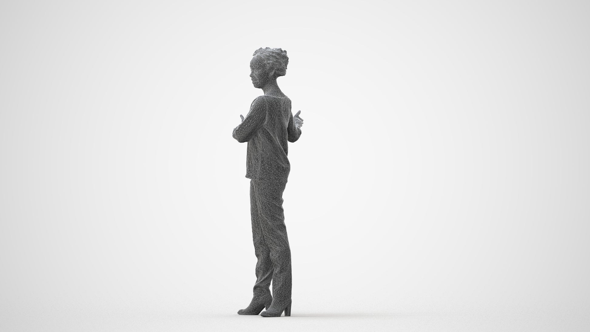 photogrammetry 3D woman casual standing, realistic human model archviz FBX, square thumbnail