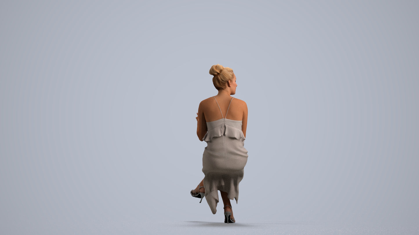 3D scanned woman formalaffairs formal, photorealistic archviz people for Enscape and SketchUp, front view render