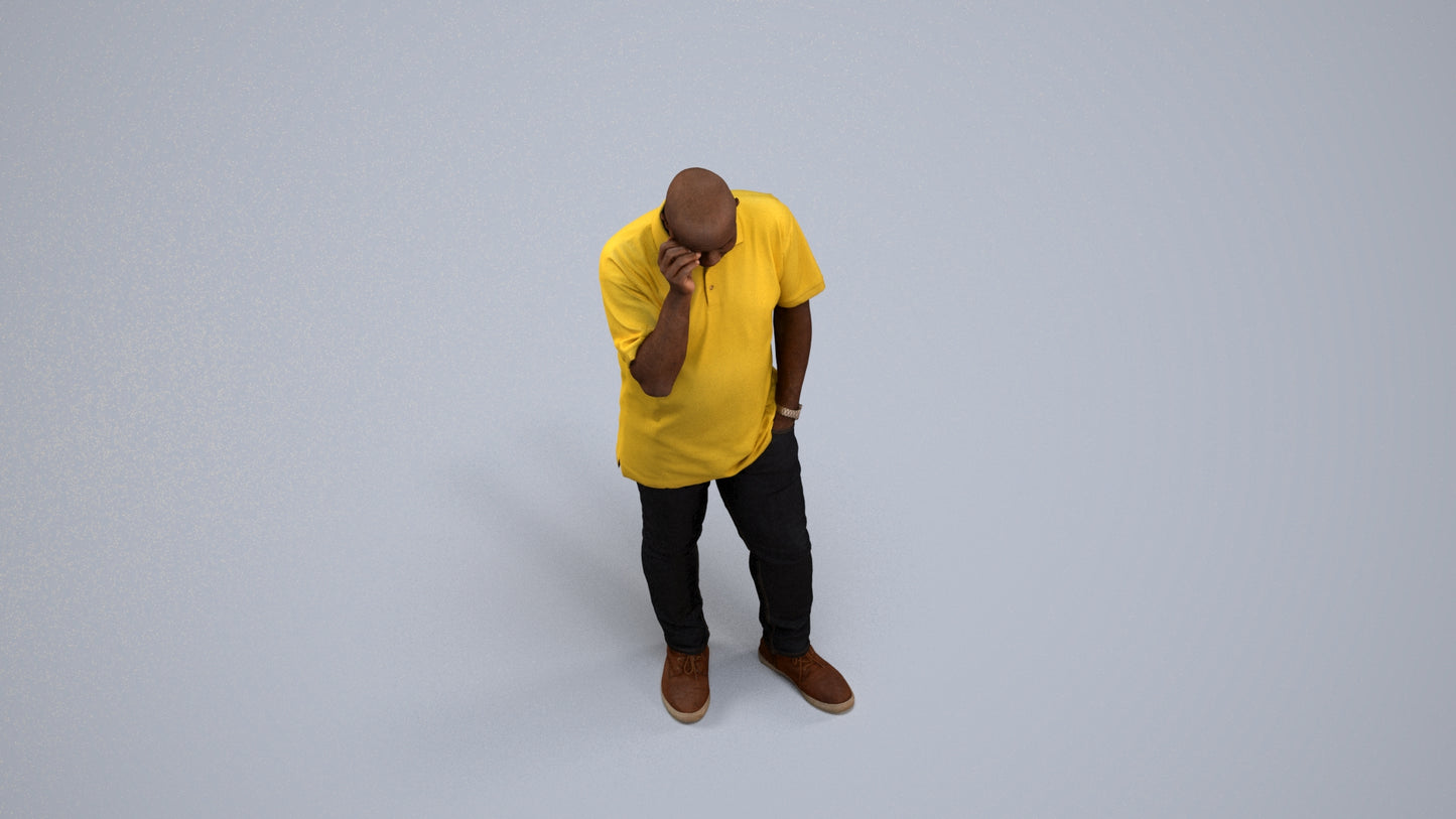 scanned 3D man casual standing, photogrammetry people for Enscape and V-Ray, back view render