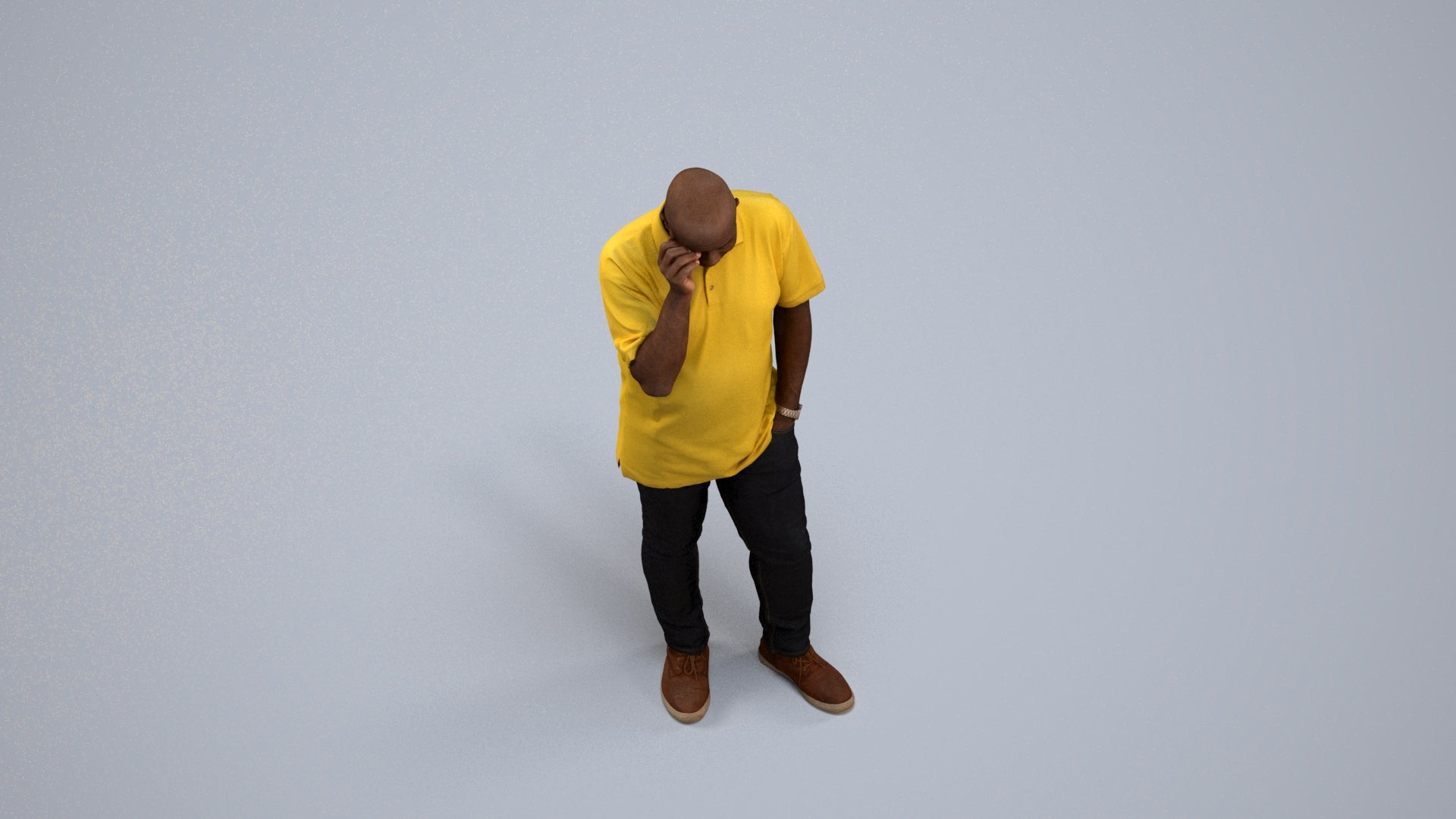 scanned 3D man casual standing, photogrammetry people for Enscape and V-Ray, back view render