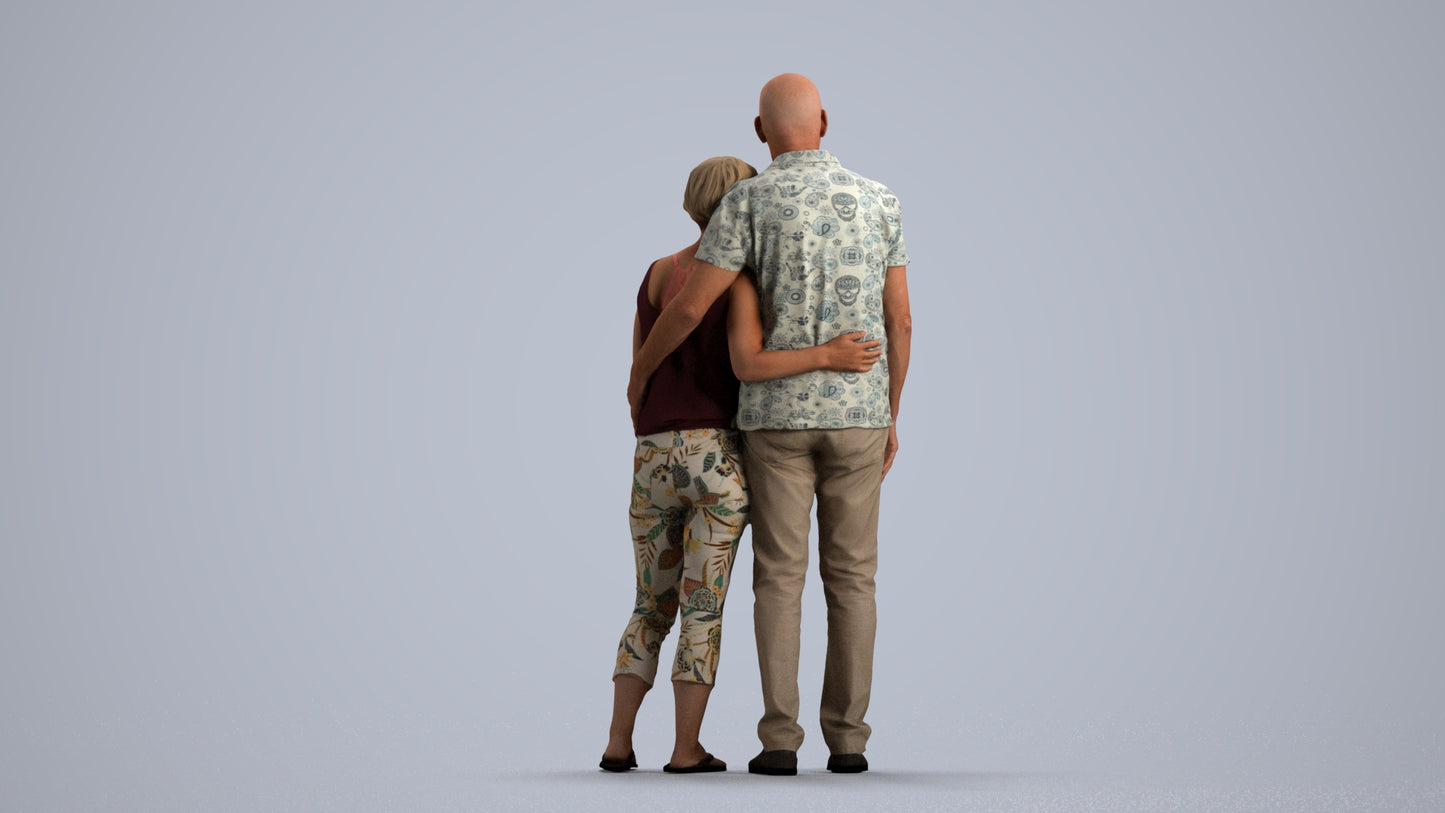 scanned 3D senior woman standing, photogrammetry people for Enscape and V-Ray, front view render