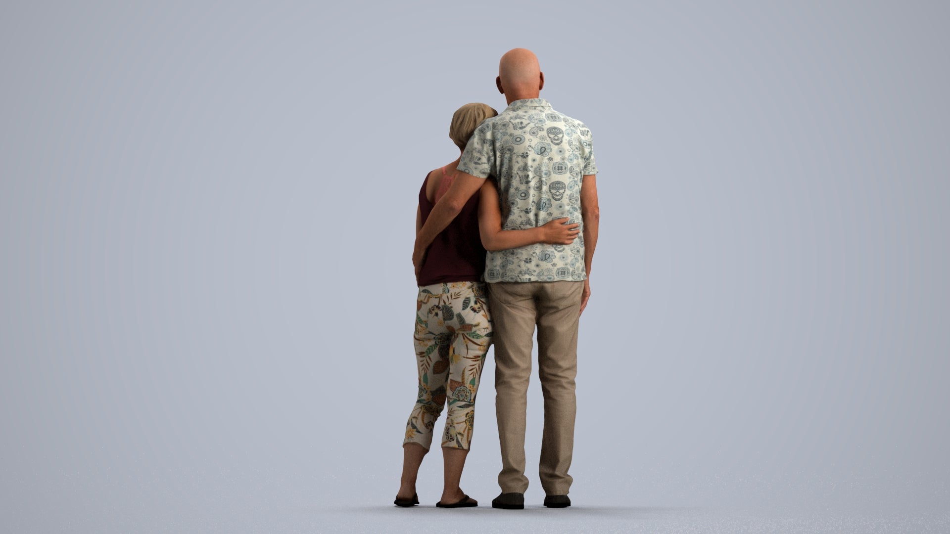 scanned 3D senior woman standing, photogrammetry people for Enscape and V-Ray, front view render