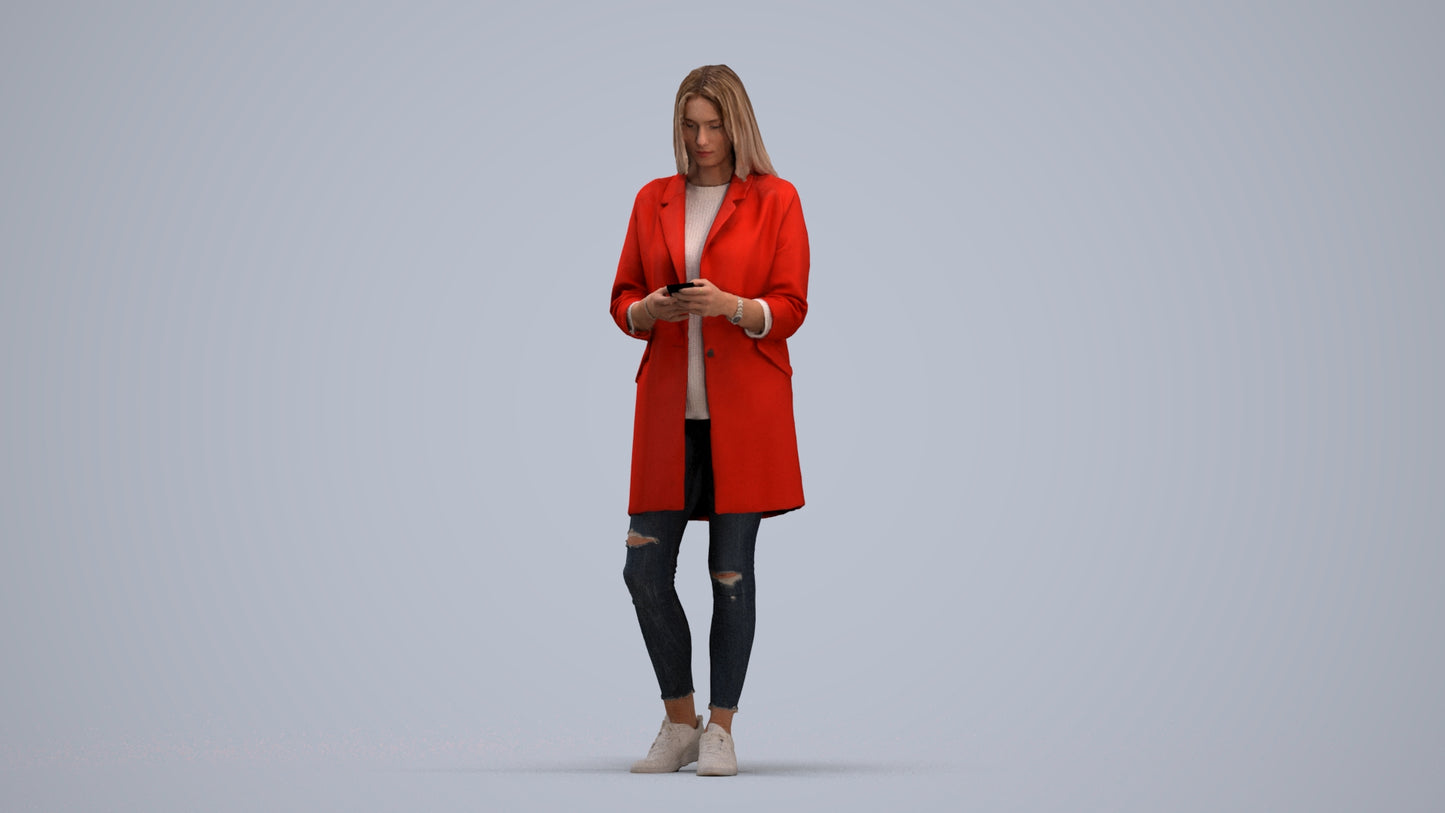 photogrammetry 3D woman casual standing, realistic human model archviz FBX, standing pose render