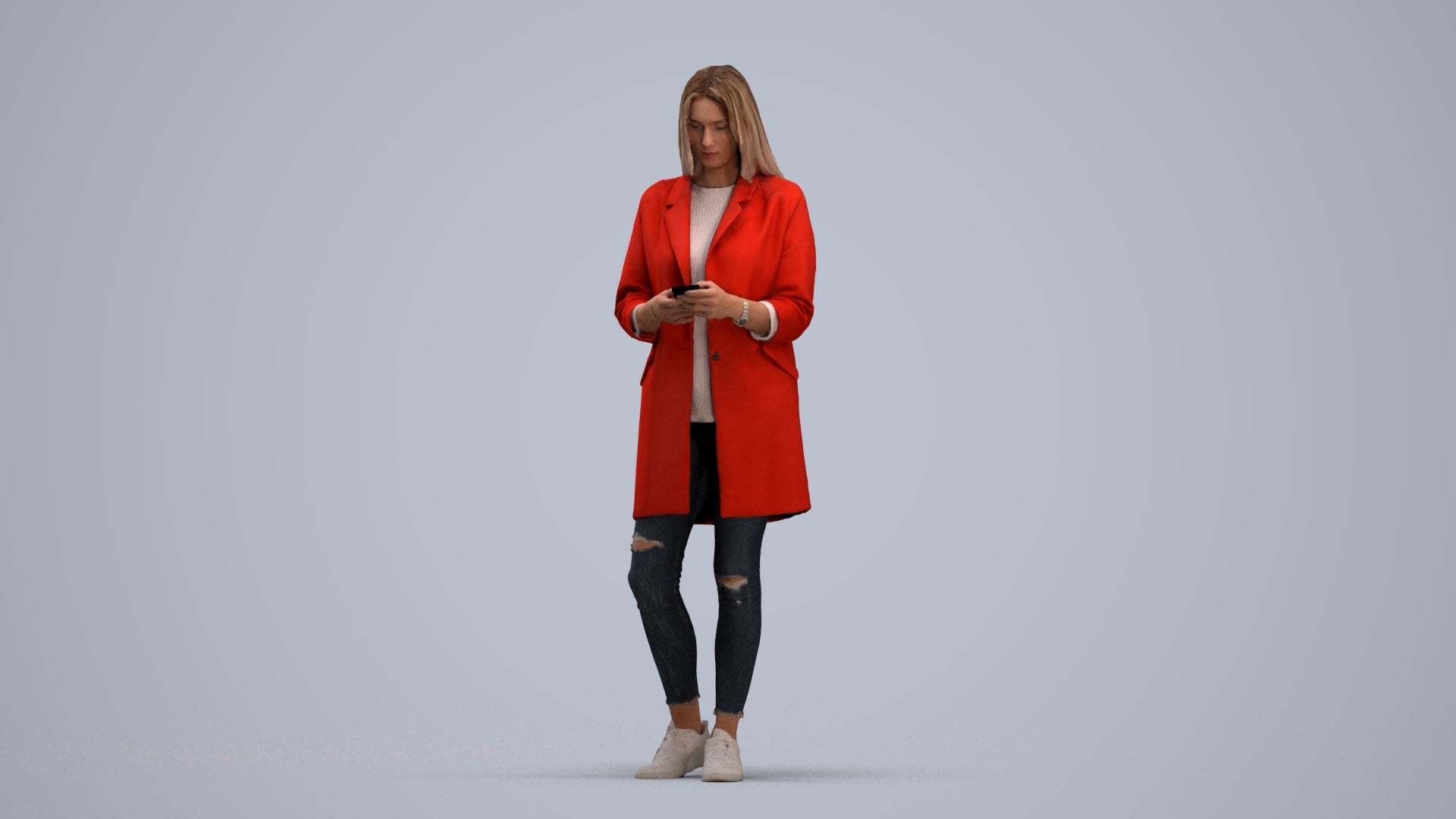 photogrammetry 3D woman casual standing, realistic human model archviz FBX, standing pose render