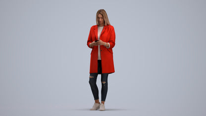 photogrammetry 3D woman casual standing, realistic human model archviz FBX, standing pose render