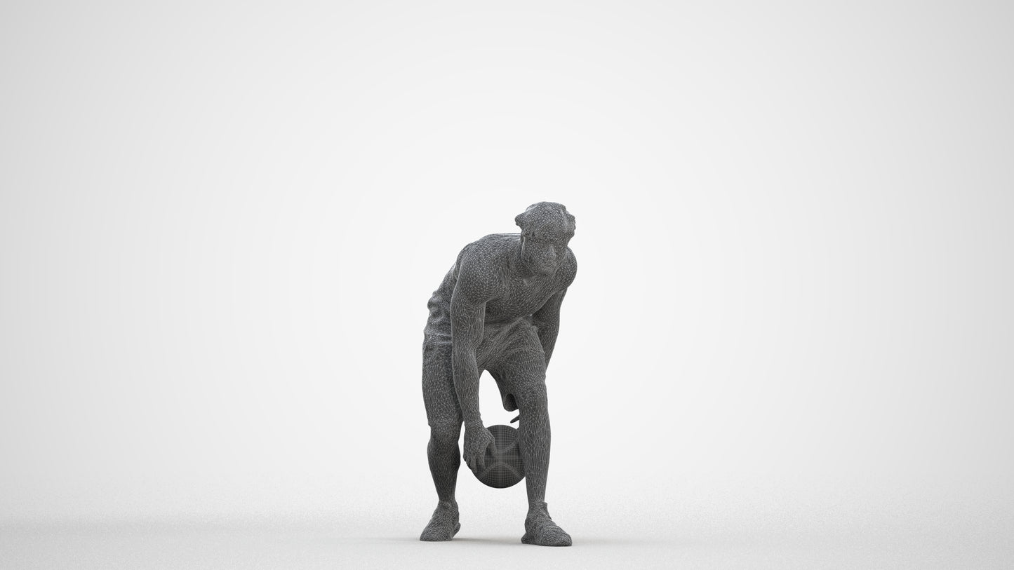 3D people model man sport, scanned human for 3ds Max rendering, three-quarter front view render