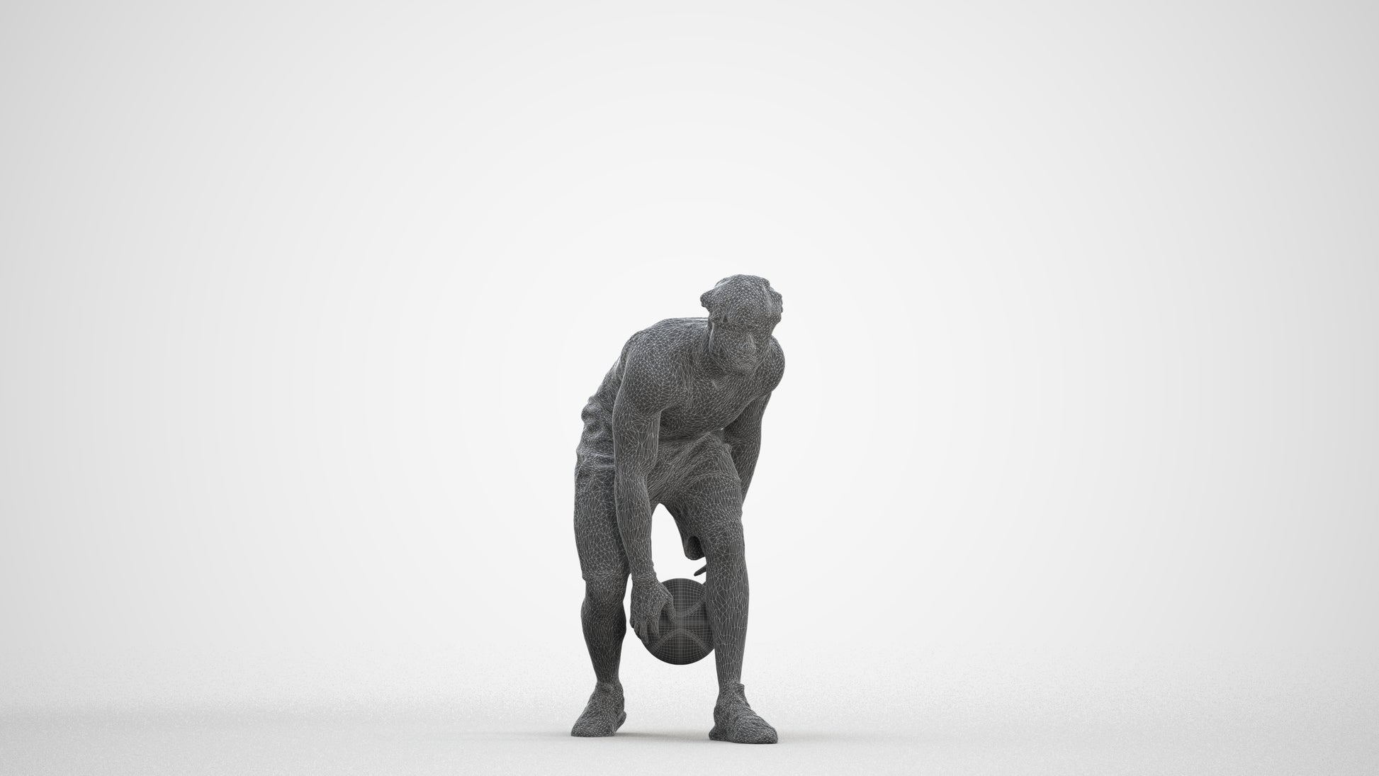 3D people model man sport, scanned human for 3ds Max rendering, three-quarter front view render