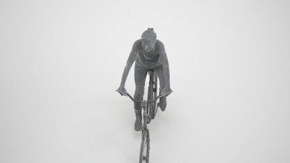 scanned 3D senior woman casual cycling, photogrammetry people for Enscape and V-Ray, wireframe three-quarter view