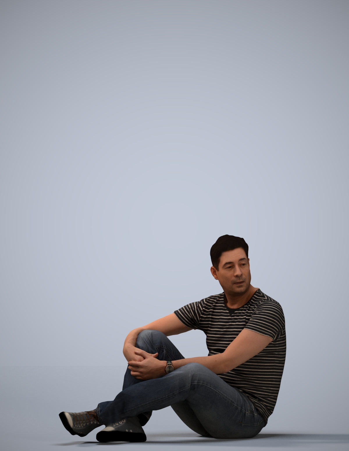 3D people model man casual sitting, scanned human for 3ds Max rendering