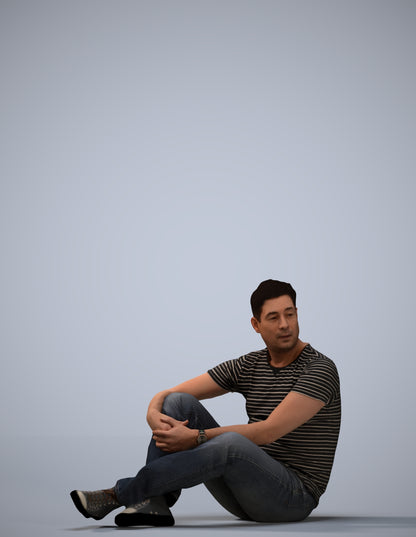 3D people model man casual sitting, scanned human for 3ds Max rendering