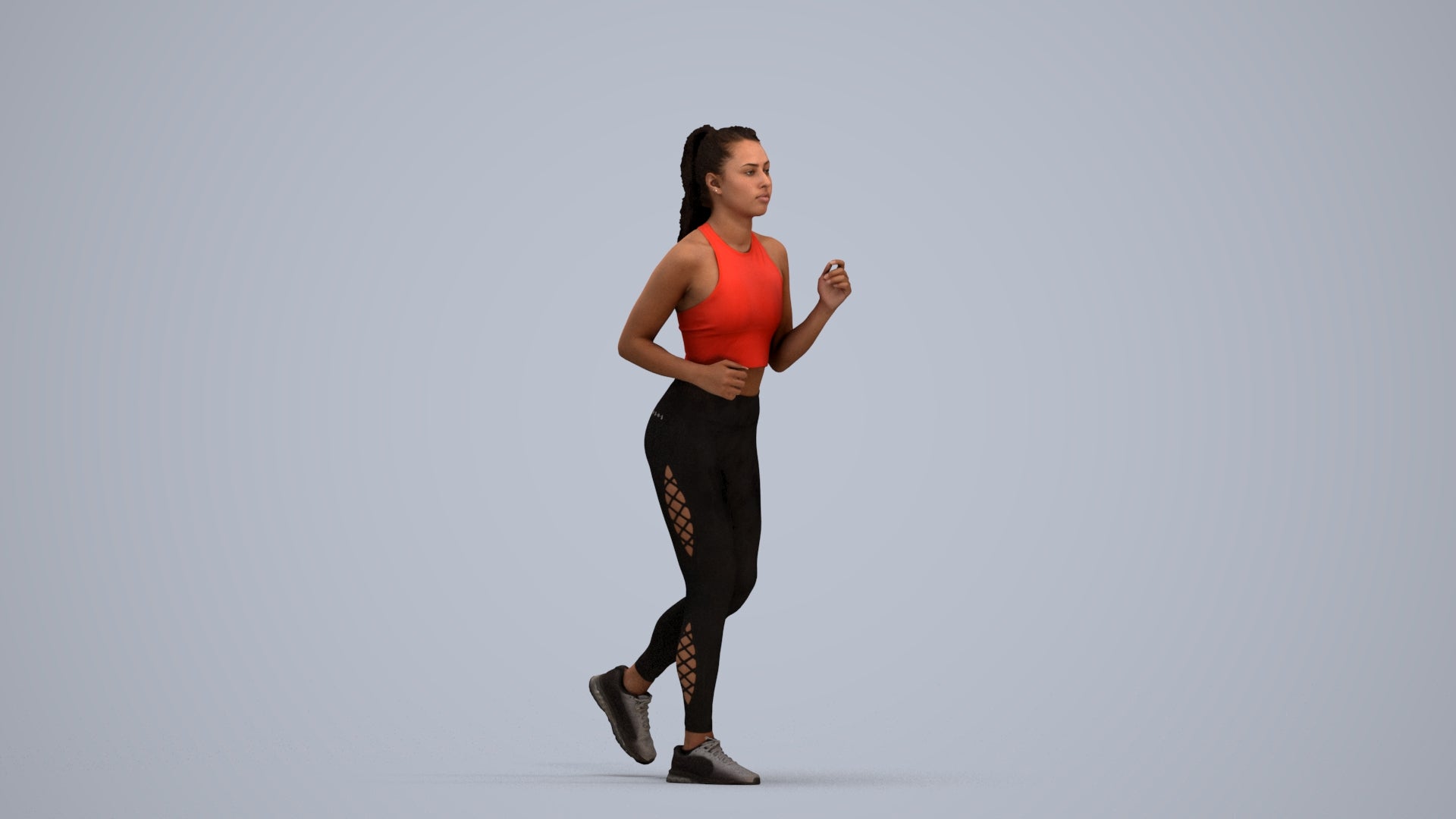 scanned 3D woman sport, photogrammetry people for Enscape and V-Ray, standing pose render