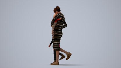 realistic 3D people girl casual kids, render-ready for V-Ray and Corona, FBX OBJ, three-quarter view render