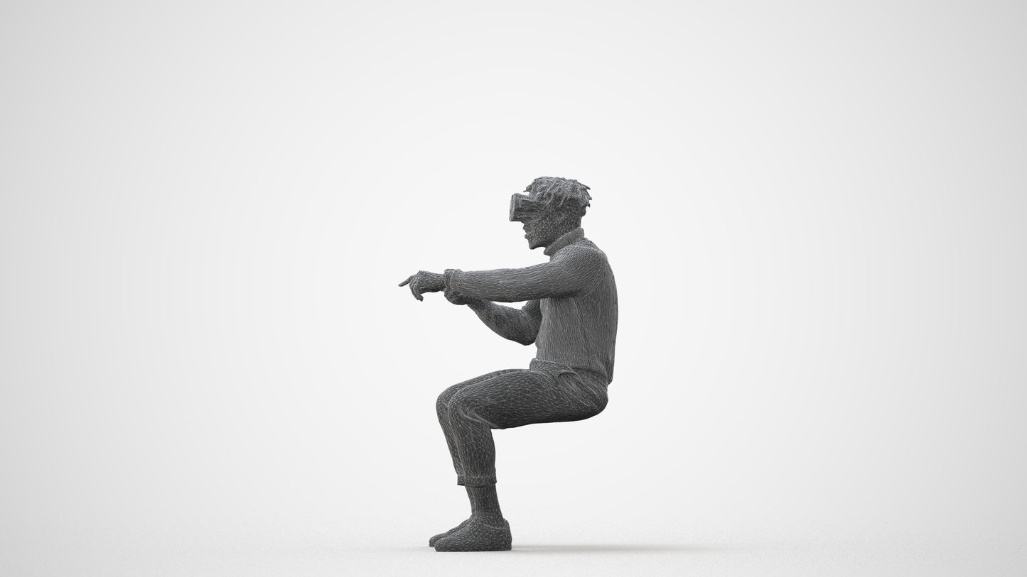 3D scanned man sitting casual, photorealistic archviz people for Enscape and SketchUp, square thumbnail