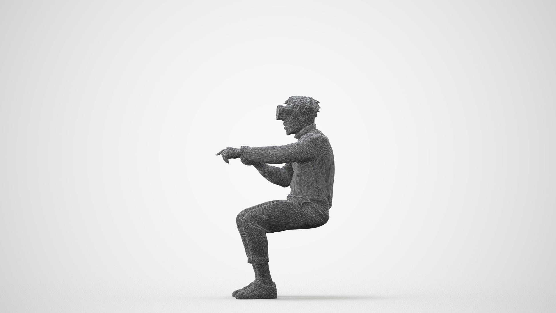3D scanned man sitting casual, photorealistic archviz people for Enscape and SketchUp, square thumbnail