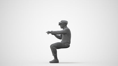 3D scanned man sitting casual, photorealistic archviz people for Enscape and SketchUp, square thumbnail
