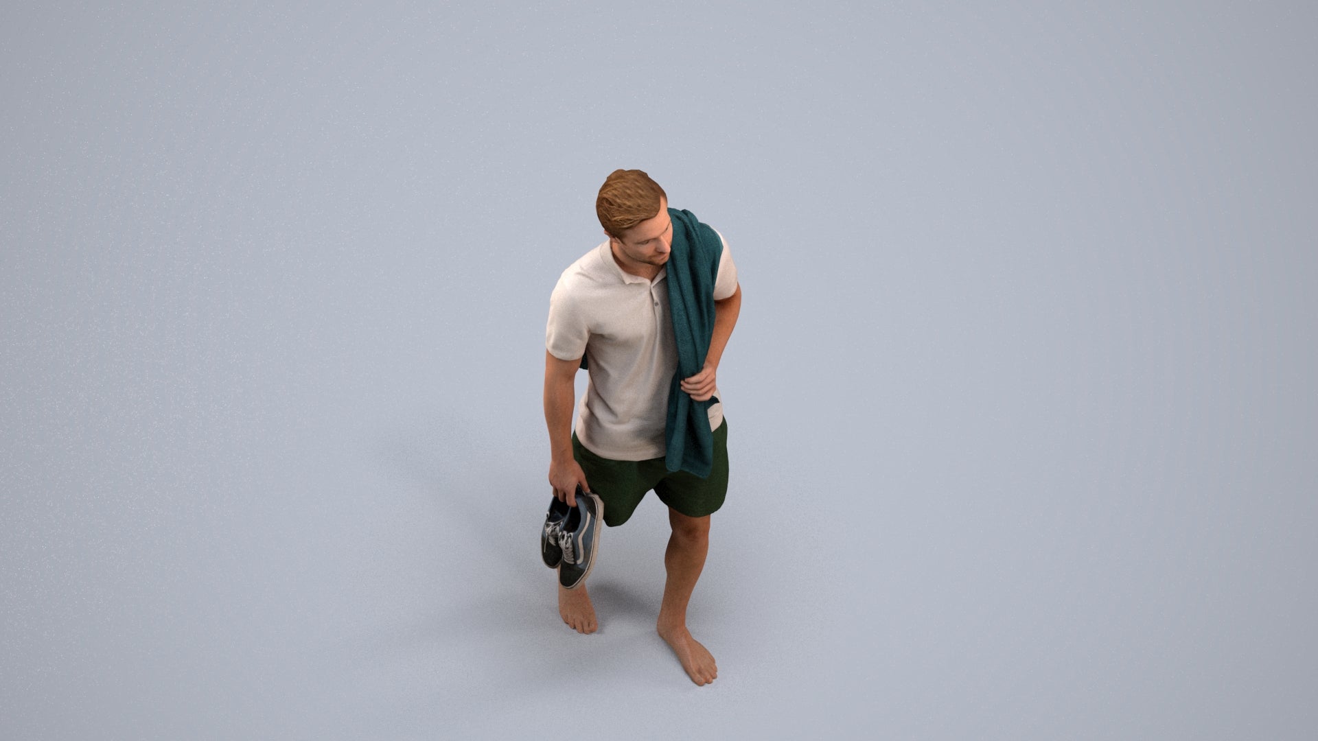 realistic 3D people man casual pool, render-ready for V-Ray and Corona, FBX OBJ, back view render