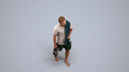 realistic 3D people man casual pool, render-ready for V-Ray and Corona, FBX OBJ, back view render