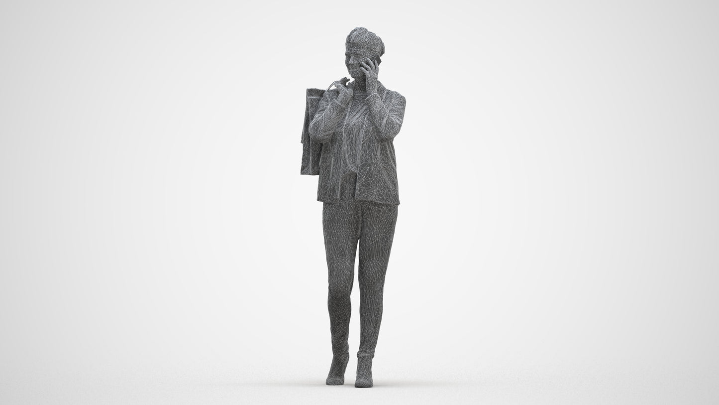 photogrammetry 3D woman business formalaffairs, realistic human model archviz FBX, three-quarter front view render