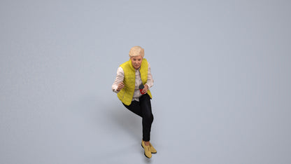 realistic 3D people senior woman casual sitting, render-ready for V-Ray and Corona, FBX OBJ, back view render